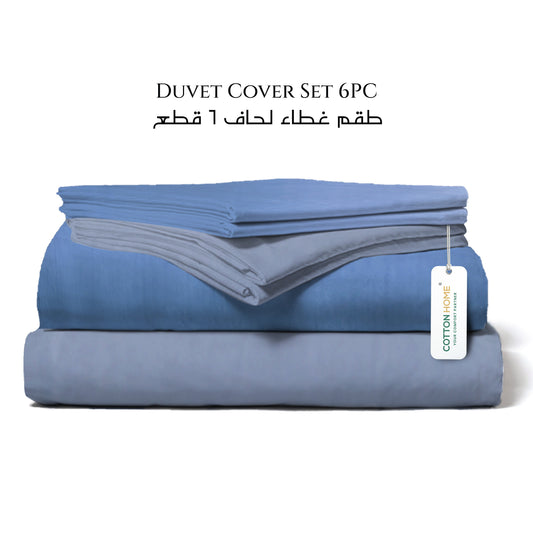 6 Piece Duvet Cover Set  220x240cm –  with Fitted Sheet & Pillowcases Ocean Blue