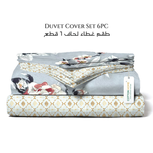 Meadow Soft King Size Duvet Cover Set – 6 Pieces 220x240cm – Elegant Floral Bedding with Fitted Sheet & Pillowcases