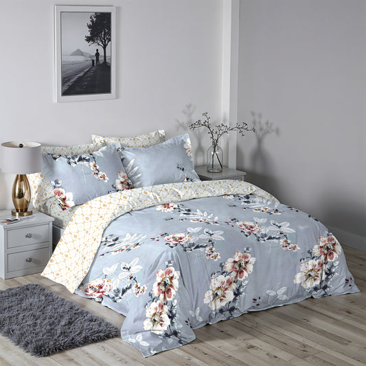 Meadow Soft King Size Duvet Cover Set – 6 Pieces 220x240cm – Elegant Floral Bedding with Fitted Sheet & Pillowcases