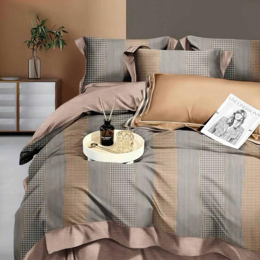 6 Pieces Duvet Cover Set – 220x240cm – Elegant goldenBedding