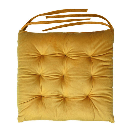 Velvet Slip Free Tufted  Chair Cushion Dark Mustard 40x40cm - Pack of 4 - Cotton Home