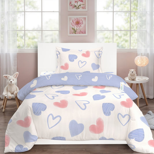 3PC Kids Duvet Cover Set – 135x220 Heartscape Design 100% Premium Cotton
