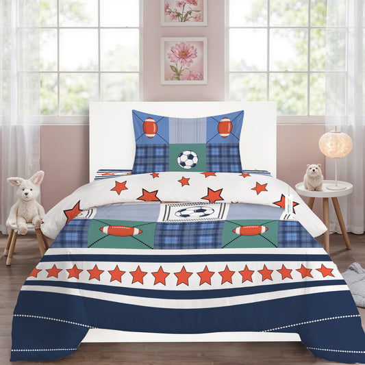 3PC Kids Duvet Cover Set – 135x220 Champions Design 100% Premium Cotton