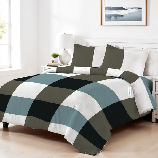 4PC Kids Duvet Cover Set – 160x220 Leafline Fusion Design 100% Premium Cotton