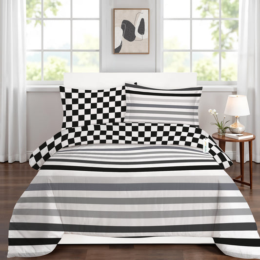 4PC Kids Duvet Cover Set – 160x220 Slate Sketch Design 100% Premium Cotton