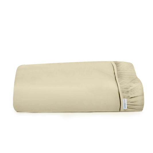 Super Soft Twin Size Fitted Sheet 160x200+30 CM Beige with Deep Pockets - Cotton Home