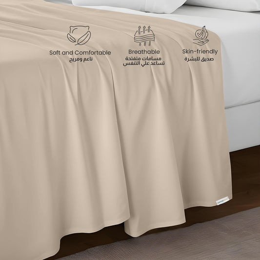 Flat Sheet Super Soft Queen 200x220cm-Dk Beige