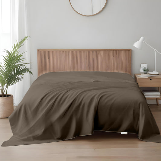 Flat Sheet Super Soft Queen 200x220cm-Khaki