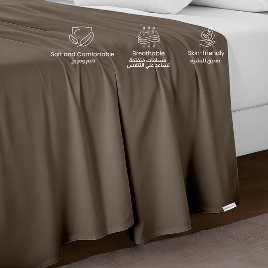 Flat Sheet Super Soft Queen 200x220cm-Khaki