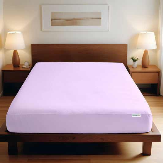 Super Soft Queen Size Fitted sheet 180x200+30 CM Lilac with Deep Pockets - Cotton Home