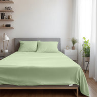 3 Piece Flat Sheet Set Super Soft Mint Green Single Size 160x220 with 2 Pillow Case