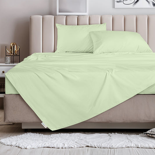 3 Piece Flat Sheet Set Super Soft Mint Green Single Size 160x220 with 2 Pillow Case