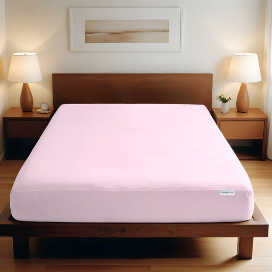 Super Soft Single Fitted Sheet 90x200+20 CM Pink with Deep Pockets - Cotton Home