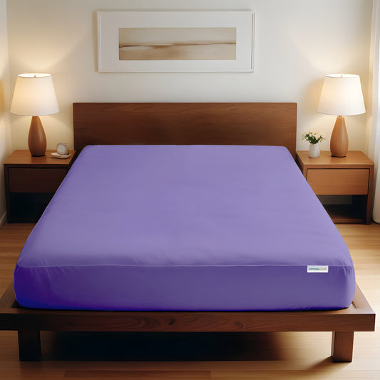 Super Soft Single Fitted Sheet 90x200+20 CM Purple with Deep Pockets - Cotton Home