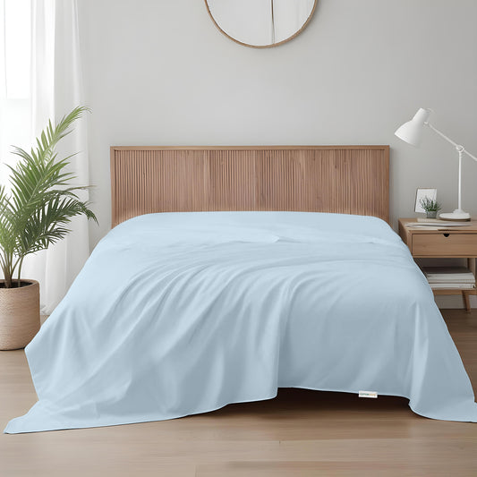 Flat Sheet Super Soft Queen 200x220cm-Sky Blue