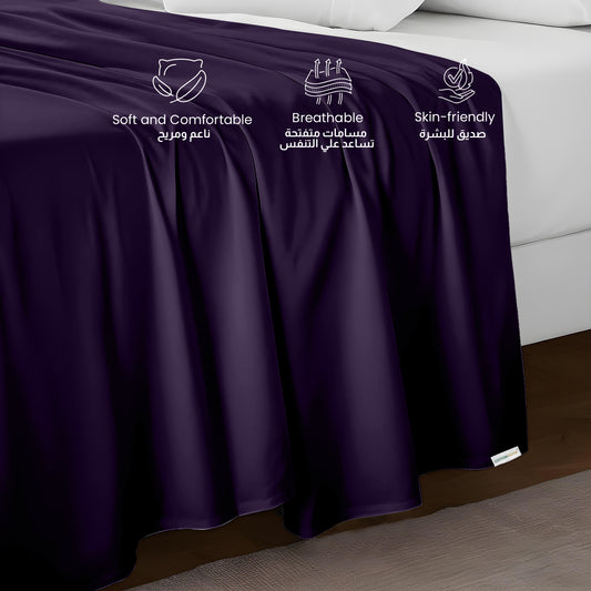 Flat Sheet Super Soft King 220x240cm-Dk Purple