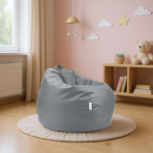 Kids Bean Bag Chair Premium PU Leather 50x80x80cm - Grey