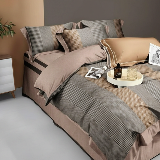 6 Pieces Duvet Cover Set – 220x240cm – Elegant goldenBedding