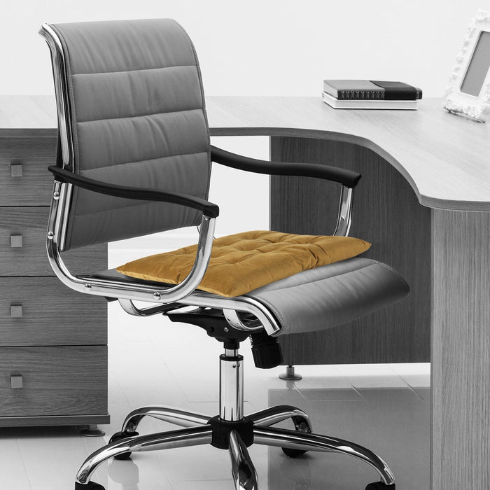 Velvet Slip Free Tufted  Chair Cushion Khaki 40x40cm - Pack of 4