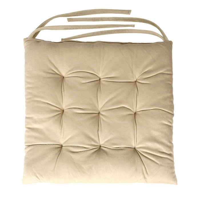 Velvet Slip Free Tufted  Chair Cushion Light Beige 40x40cm - Pack of 4