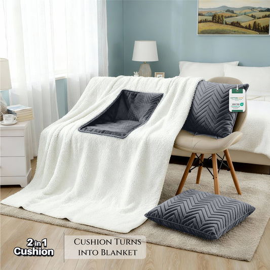 Dormella 2-in-1 Cushion with Blanket 40x40cm Cushion with 160x220cm Blanket Grey