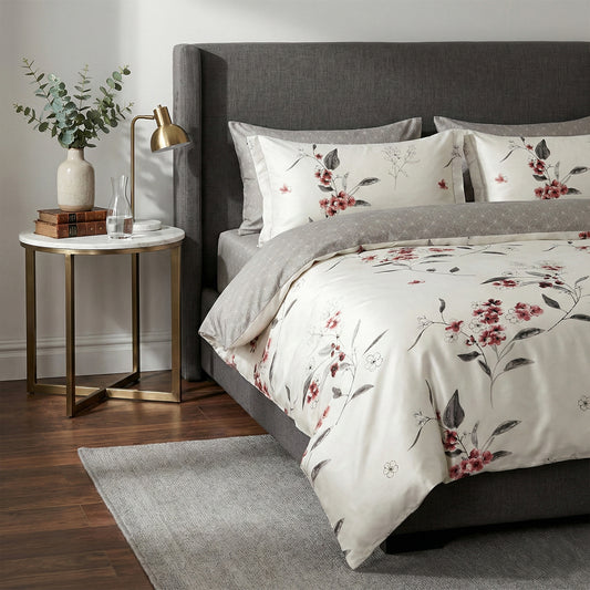 6 Pieces Duvet Cover Set – 220x240cm – Elegant Cream Floral Bedding