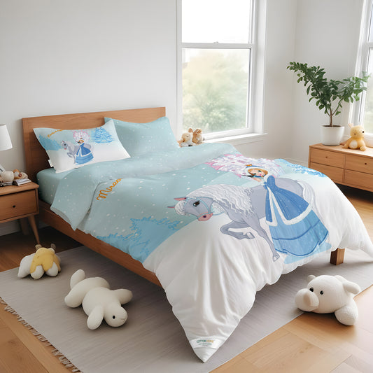 Kids Duvet Cover Set - 4 Pc - Snow Princes Print 160x220cm | Cotton Home - Cotton Home