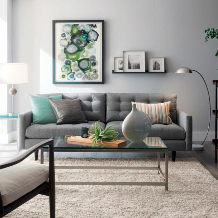 2 Seater Fabric Grey Tufted Sofa