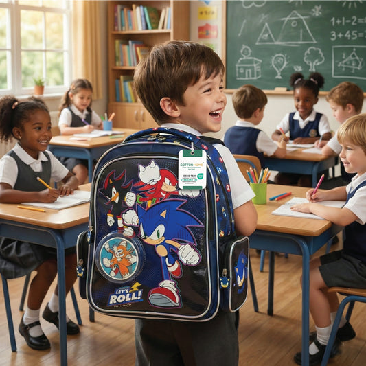 Sonic Blue Hedgehog Printed Kids School Bag - Blue