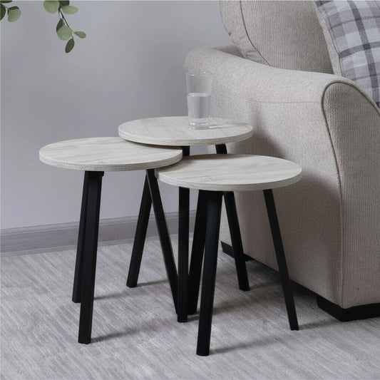 Coffee Table Set of 3 – Modern Nesting Tables for Living Room - White