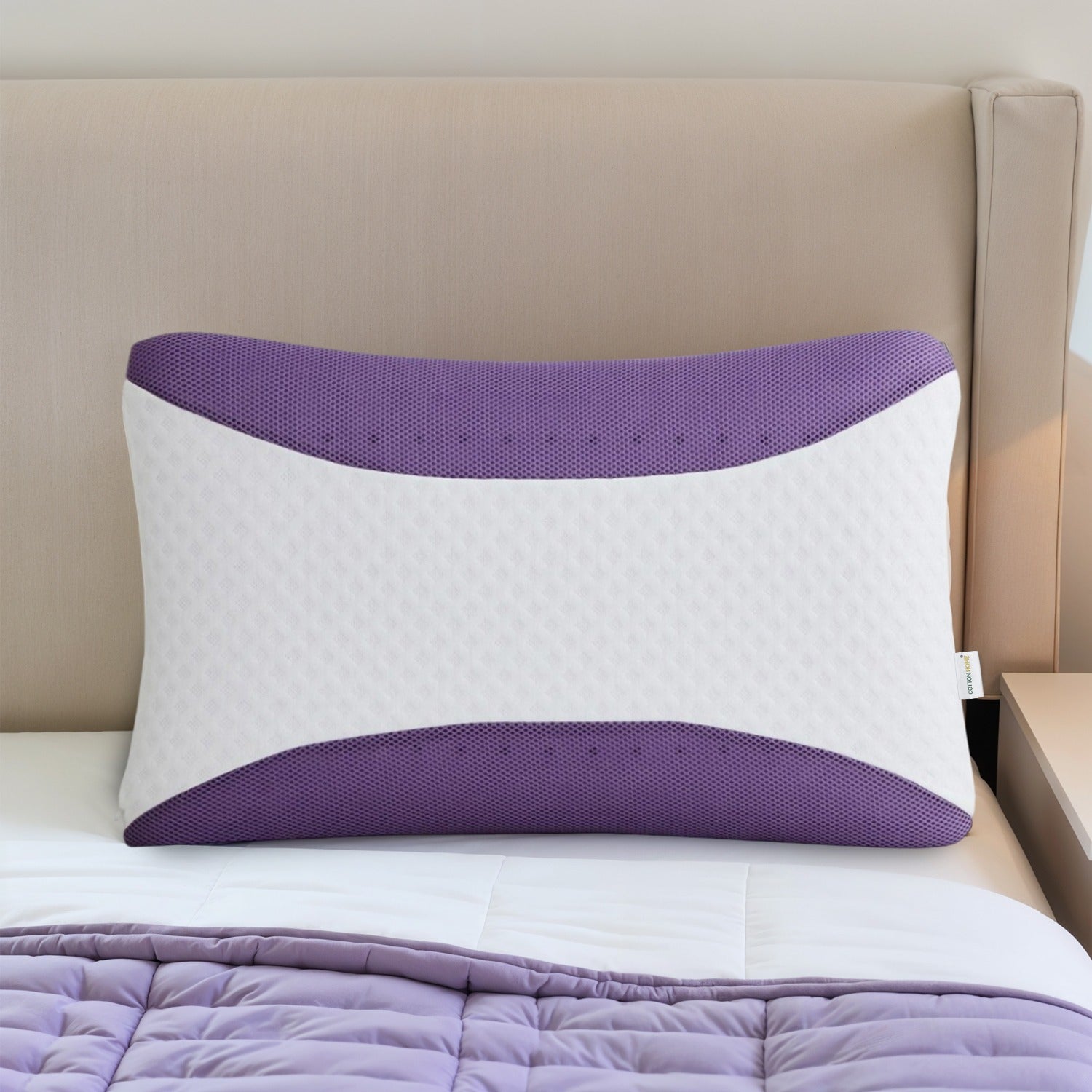 Buy Aroma Lavender Infused Ergonomic Memory Foam Pillow Purple In