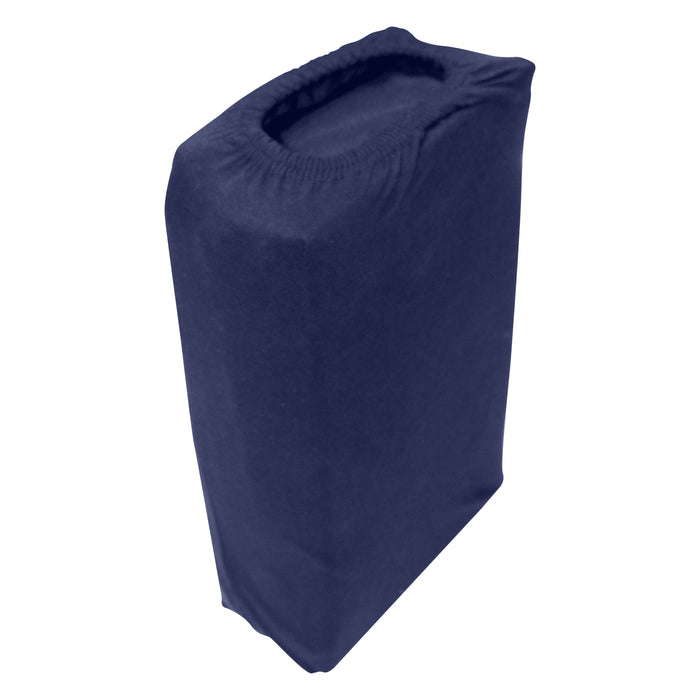 High Quality Navy Blue Cotton Jersey King 3 Piece Fitted Sheet Set 200x200+30cm with Deep Pockets and 2 Pillow Case - Cotton Home