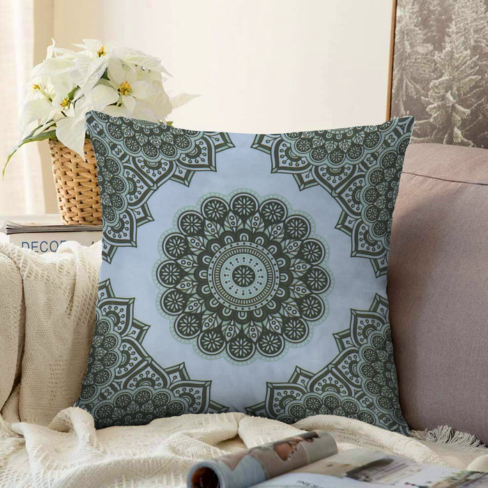 2-Pack Cotton Decorative Throw Pillows - 45x45 cm Square, Grey Pattern