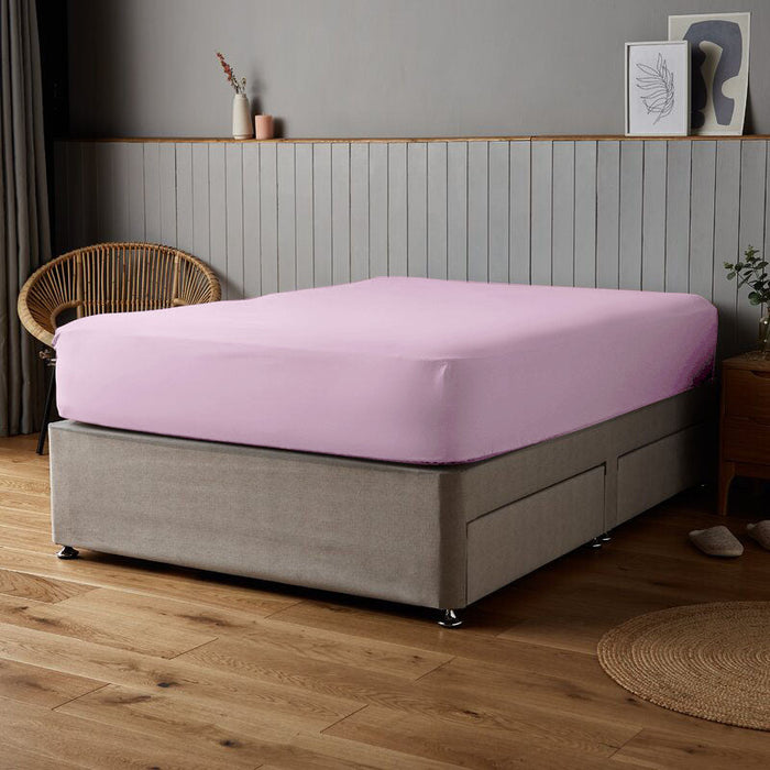 Fitted Sheet 100% Cotton (180 X 200 + 30 CM ) - Baby Pink - Cotton Home