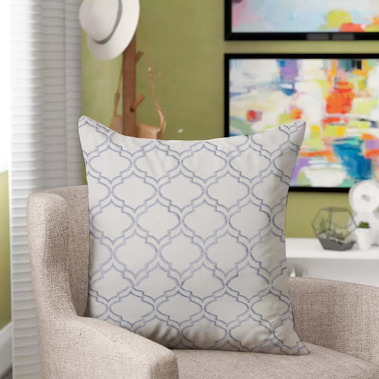 Geometric cushion cover, embroidered cushion