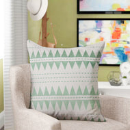 Embroidered Green Triangle Pattern Filled Cushion 45x45cm