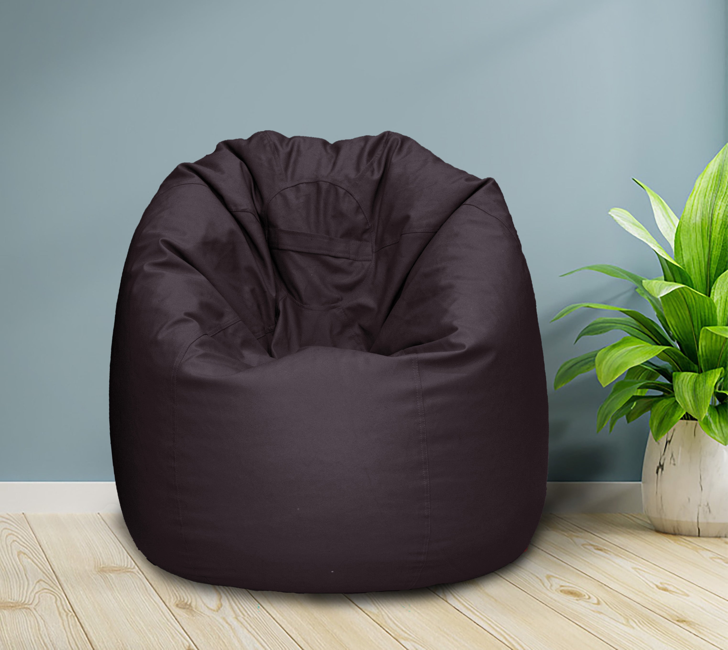 Brown leather shop bean bag