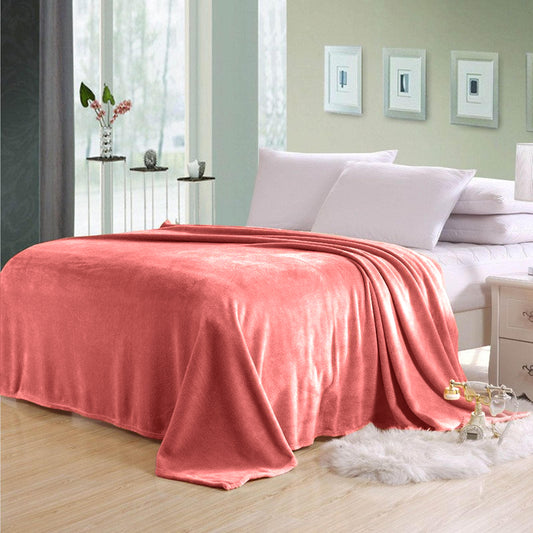Soft Flannel Blanket Double Size 220x240cm Blush - Cotton Home