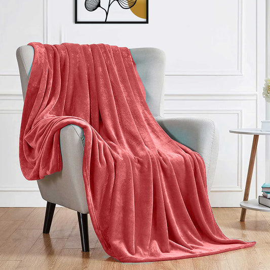 Soft Flannel Blanket Single Size 160x220cm Blush - Cotton Home