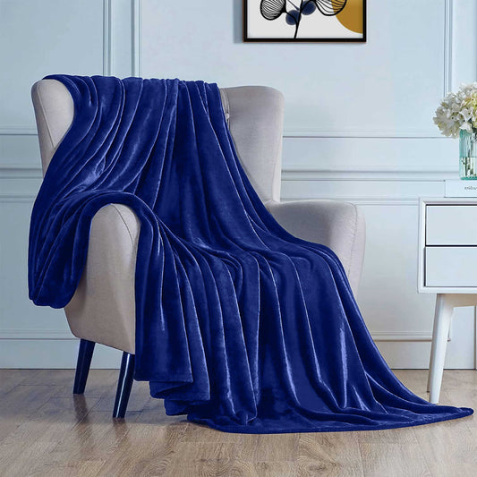 Soft Flannel Blanket Double Size 220x240cm Navy Blue - Cotton Home