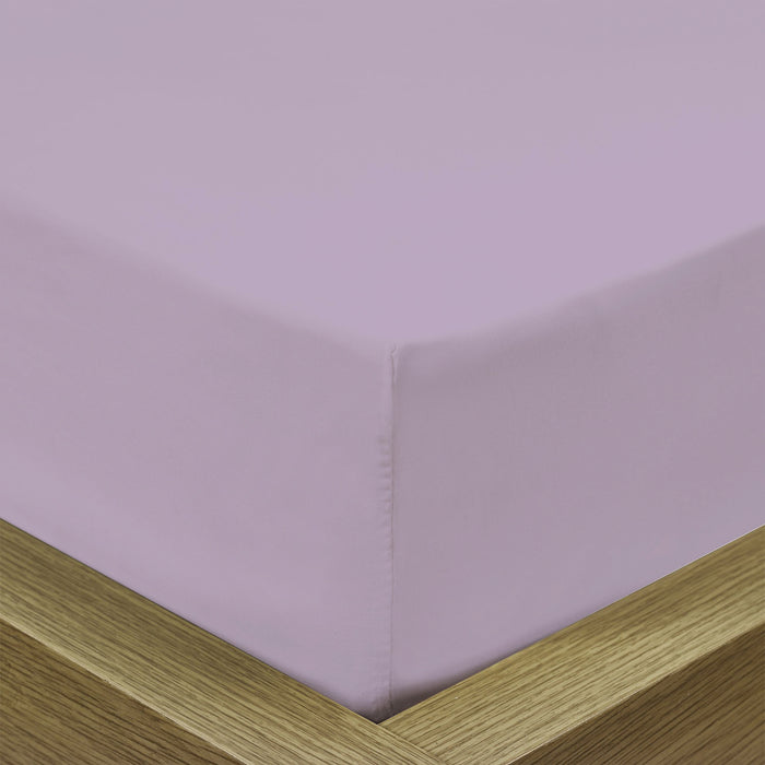 3 Piece Fitted Sheet Set Super Soft Light Purple Super King Size 200x200+30cm with 2 Pillow Case - Cotton Home