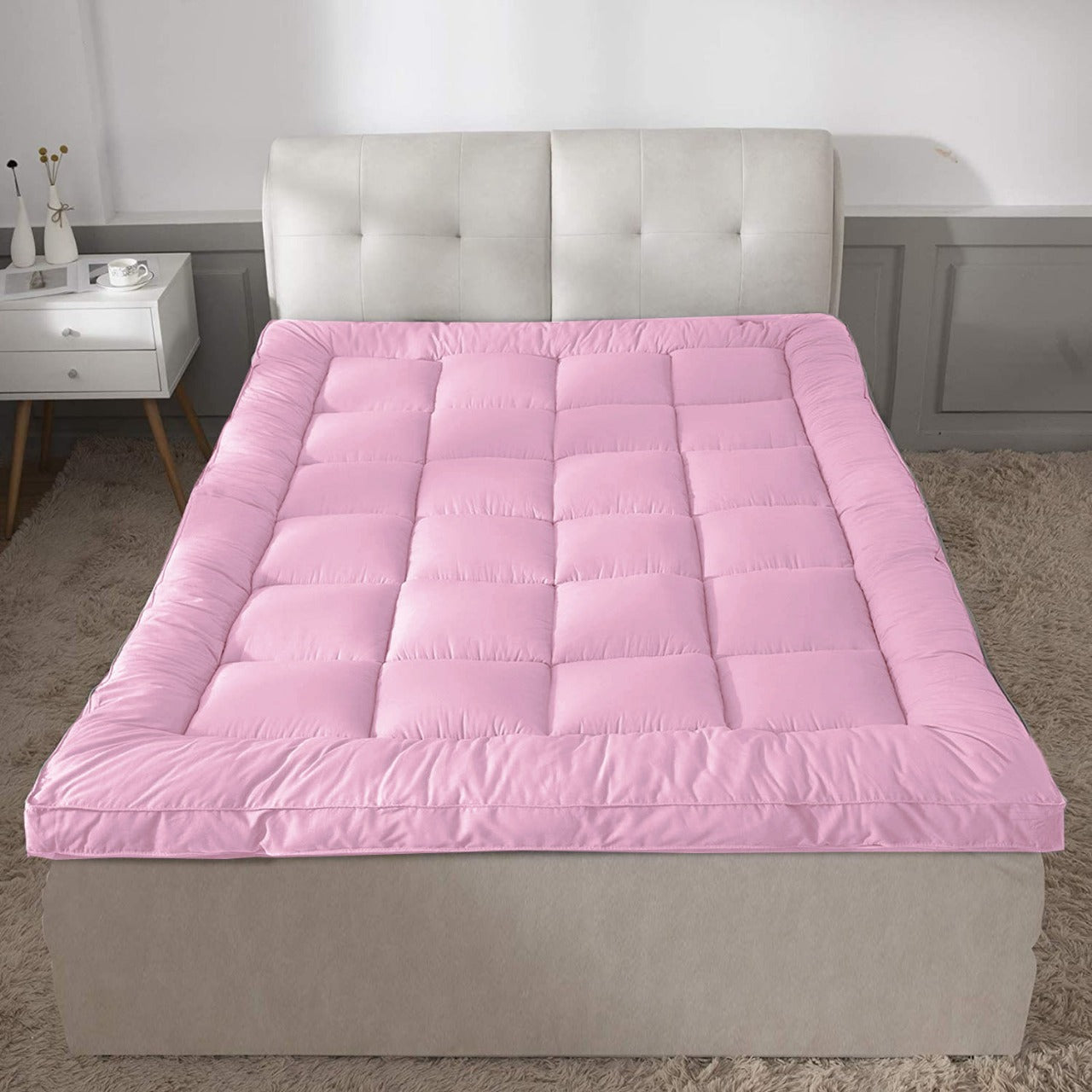 Buy Mattress Topper 160x200+7cm Pink In Dubai, Abu Dhabi, UAE Online