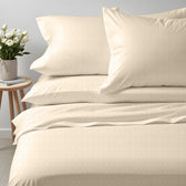 Egyptian Cotton Jacquard 6 Piece Duvet Cover Set 220x240cm Beige Loom