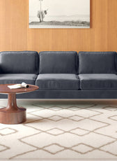 Nebula Grey Velvet 3-Seater Sofa with Square Arms - Luxury Living Room Seating, L220cm x W86cm x H81cm - Cotton Home