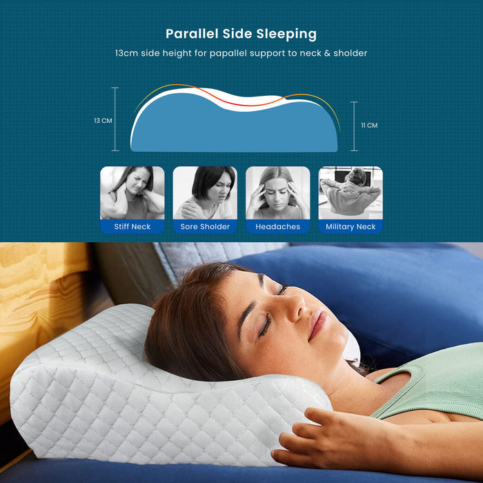 Cervical Neck Support Memory Foam Pillow - 40x70 - 11/13CM - White