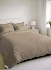 6 Piece Duvet Cover Set 220x240cm Queen - Light Brown Stripe - Cotton Home
