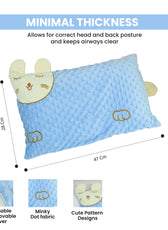Soft Velvet Kids Pillow – Cute Cartoon Design, 28cm x 47cm, Blue