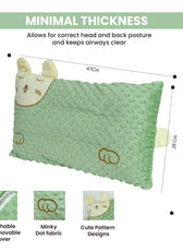 Soft Velvet Kids Pillow – Cute Cartoon Design, 28cm x 47cm Green