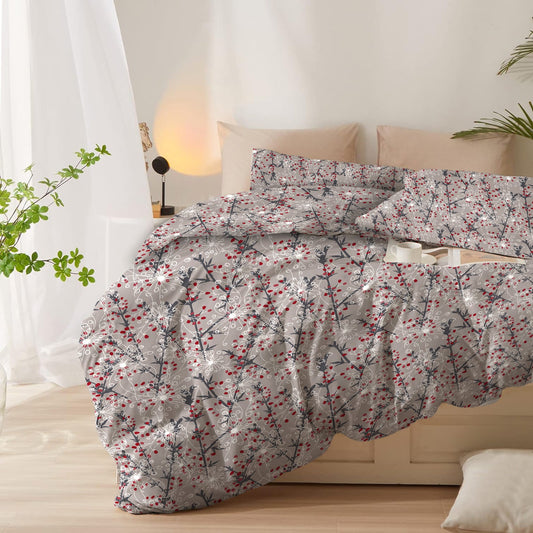 Duvet Cover 4 piece set Super King size High quality 240x260 duvet cover with Fitted sheet and pillow cases Midnight garden - Cotton Home