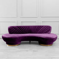 Northpol 3 Seater Velvet Sofa in Purple - Elegant Comfort 242cm x 100cm x 78cm